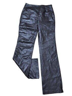 Siena Studio Women's Brown Leather Straight Leg Moto Pants Sz 6